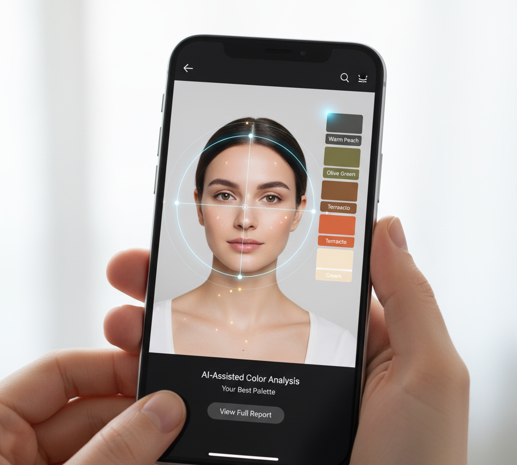 color analysis with photo showing skin tone and palette detection